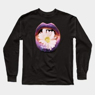 Collage Flower Lips, Retro Surrealism Long Sleeve T-Shirt